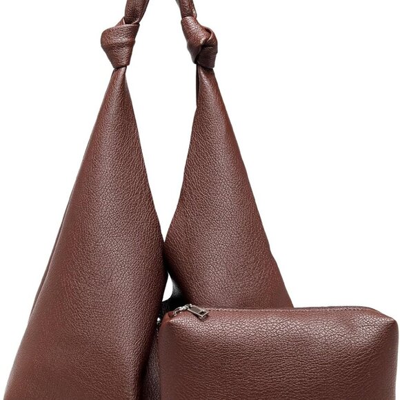 Vegan Leather Hobo Purses set, Slouchy Shoulder Bag Knotted Hobo Bags for Women - Picture 1 of 7